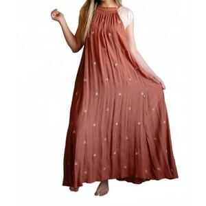 NEW IN-LOOM crown imperial maxi dress in embroidered rust
